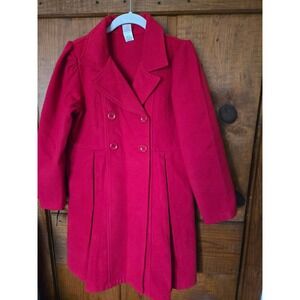 JUST KIDS - Kids Girls Red Double Breasted Pea Coat Jacket Size 16